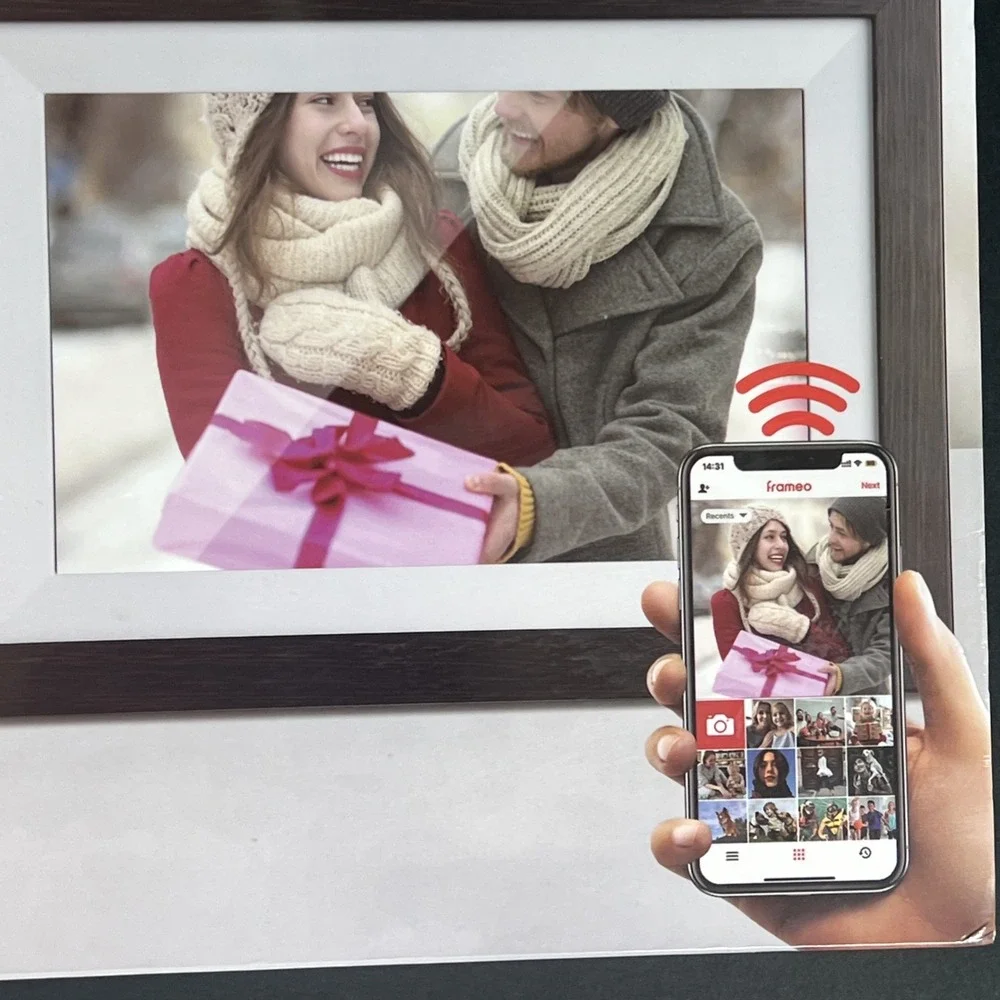 FRAMEO 10.1'' HD Touchscreen WiFi Photo Frame Auto-Rotate Share Large Memory NEW